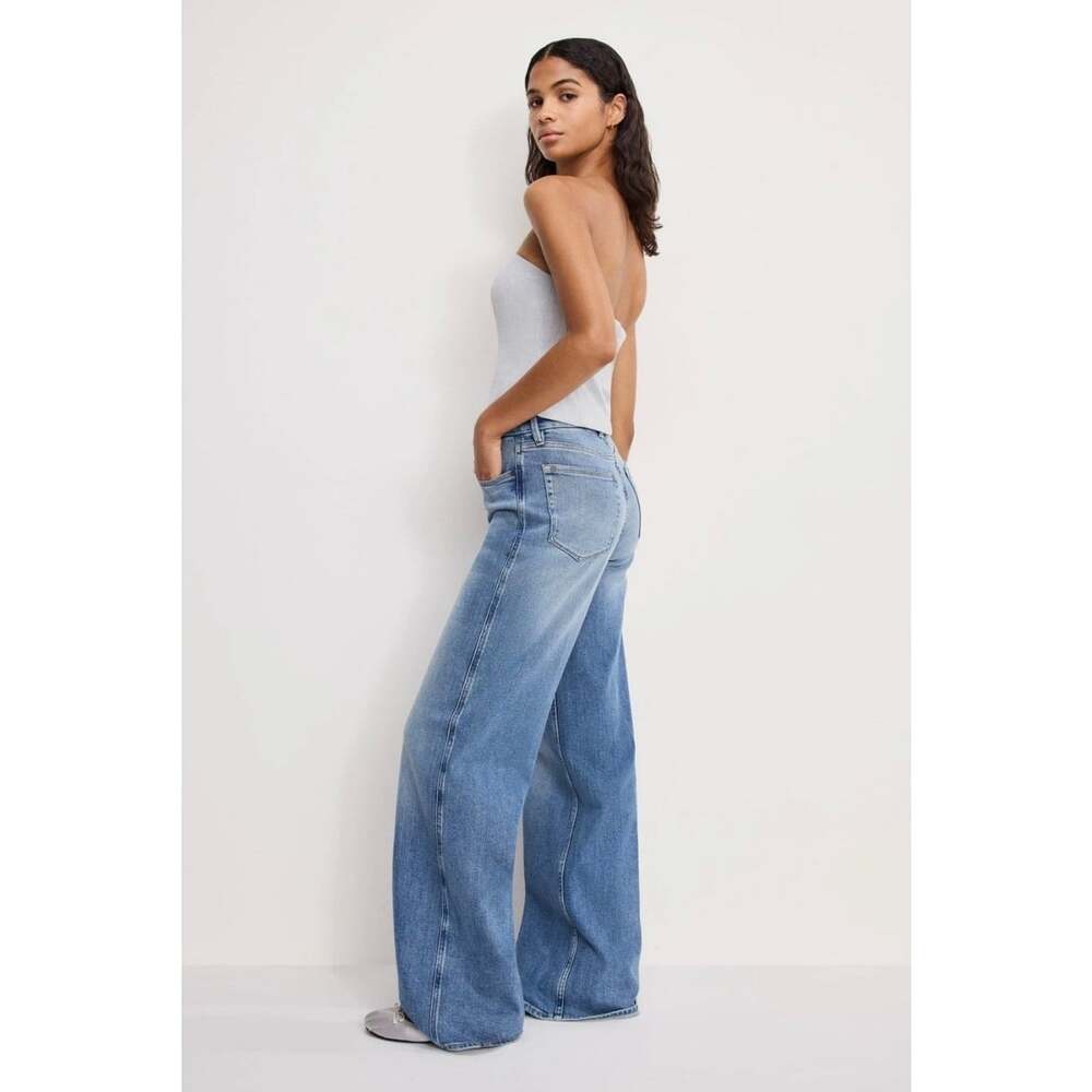NWOT Good American Good Skate Wide Leg Jeans Indigo 1142 Size 0/25 34”